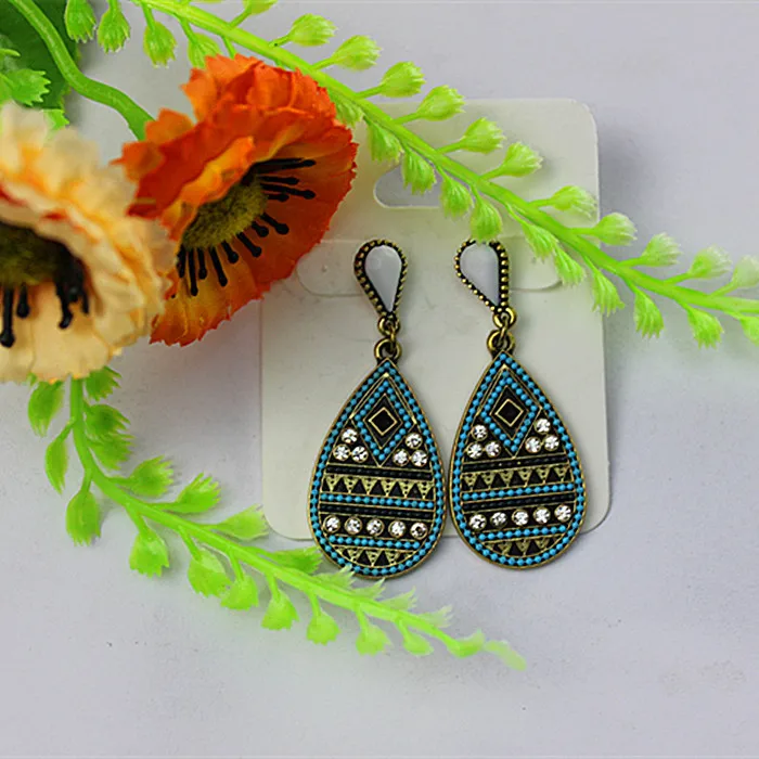 Beautiful popular Bohemian girl romantic gift ancient gold plating water droplets retro earrings wholesale free shipping! | Украшения и