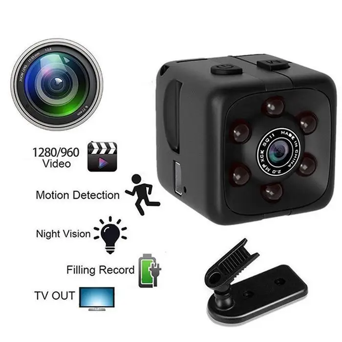 Мини-камера Micro HD камера в кости видео USB DVR Запись Спорт SQ11 HD фотография ночное видение JPG Спорт маленькая камера