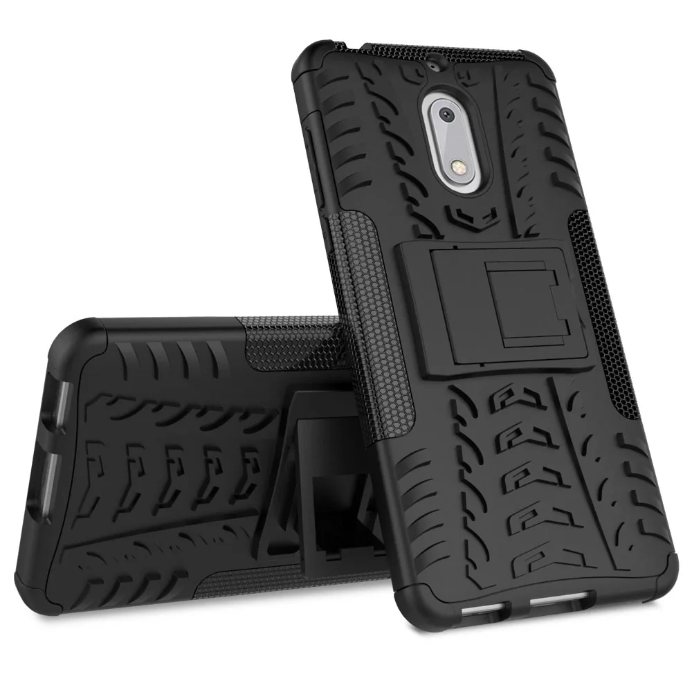 Двухслойный Жесткий ПК + ТПУ Гибридный Прочный чехол для Nokia 6 2017 с подставкой
