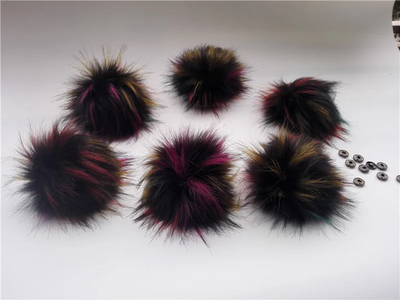 50pcs a lot Detachable Rainbow Faux Fur pompoms  15cm Hairy Ball For Knitted Beanies Skullies Caps Hats shoes Accessories