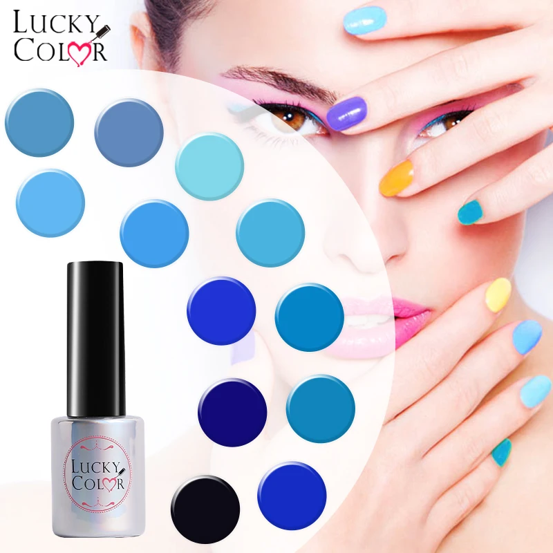 Lucky Color синий Гель лак для ногтей Высокое качество длительное впитывание УФ LED 10