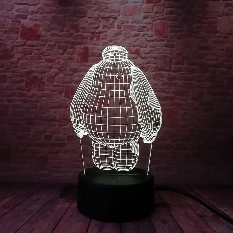 Светящийся робот Baymax модель 3D светодиодный ночной люминесцентный цветной