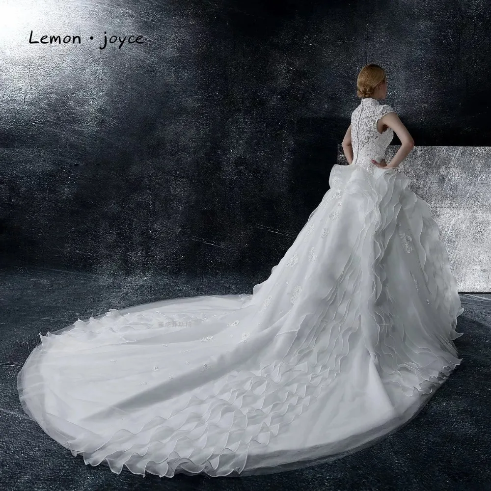 Роскошное Свадебное платье 2020 новый дизайн высокий вырез мягкий тюль цветок