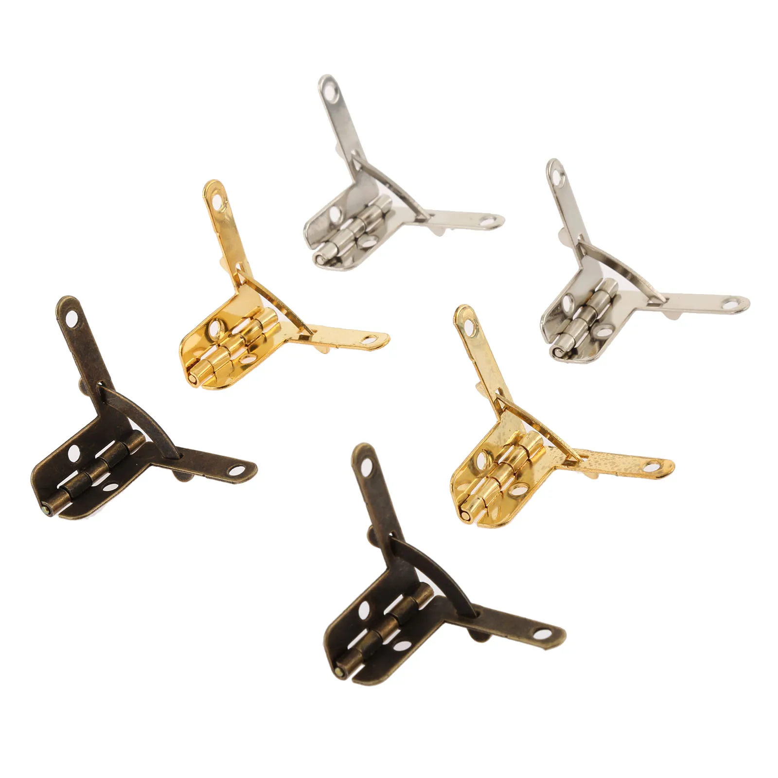 12Pcs Antique Bronze Furniture Hinges Jewelry Gift Case Wood Box Lid L 90 Degree Support Spring Hinge Hardware 28*22mm | Обустройство