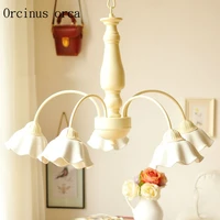 european retro ceramics chandelier living room bedroom restaurant nordic country simple decoration white chandelier