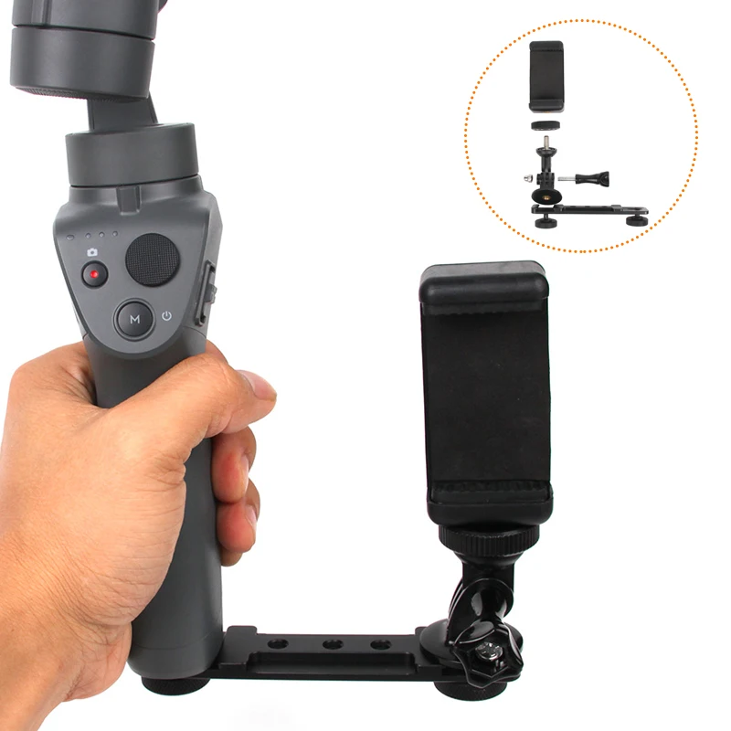 Microphone Grip L Bracket Rig with Hot Shoe Mounts for Zhiyun Smooth Q 4 / 3/Osmo Mobile 1 2 /Moza Mini S  osmo 4 Stand Bracket images - 6