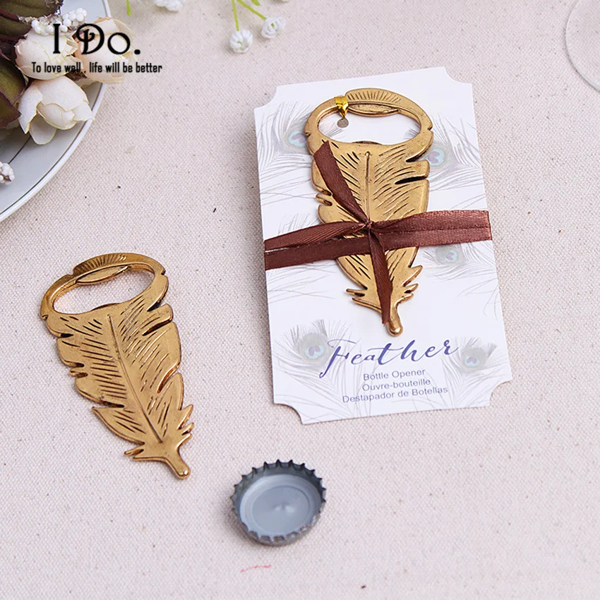 Бесплатная доставка открывалка для бутылок с перьями свадебные сувениры и