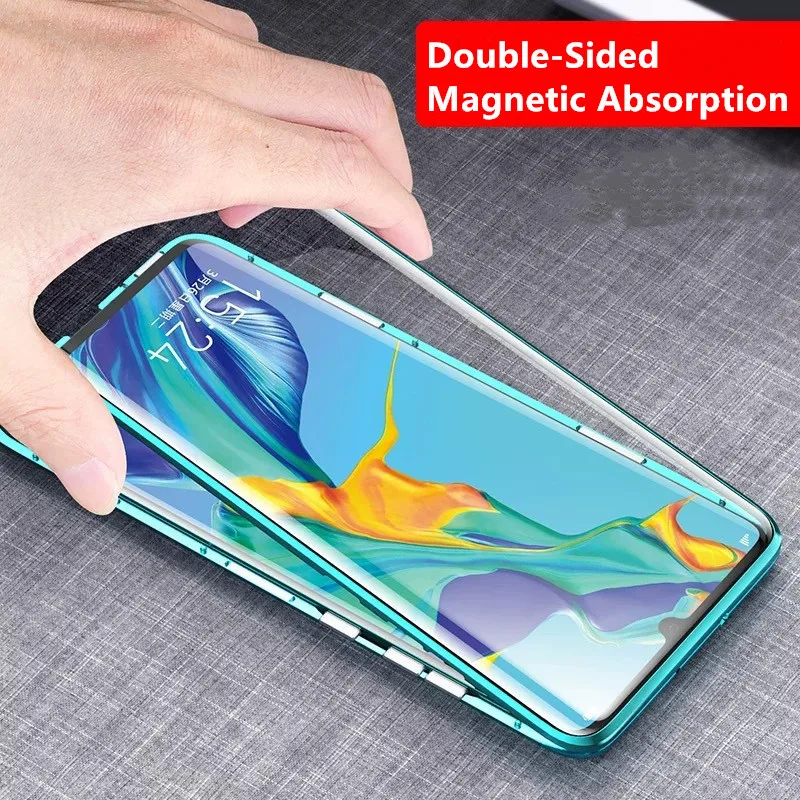 For Huawei P30Pro Magnetic Case Front+Back Double-Sided Tempered Glass P30 1+7Pro Metal Bumper |
