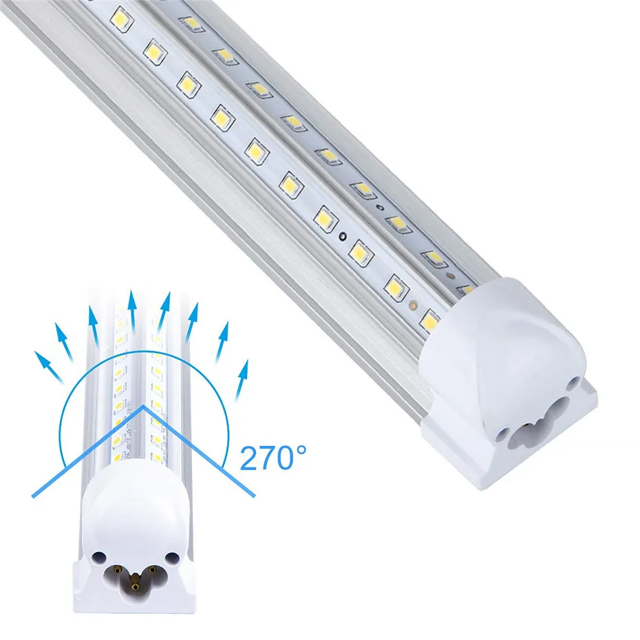 

T8 LED Bulb Tube Light 2FT 20W 2000lm White Clear Milky Cover Dual V-Shape Integrated Single Fixture Tube Light Ceiling Light