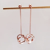 yun ruo 2019 new arrival fashion double circles stud earring rose gold color woman birthday gift titanium steel jewelry not fade