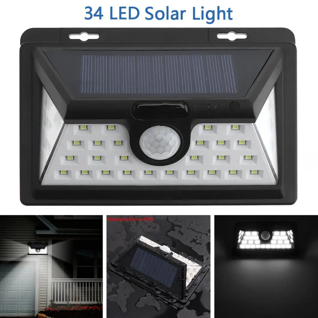 Открытый водонепроницаемый 34 светодиодный 2835 SMD белый солнечный датчик движения
