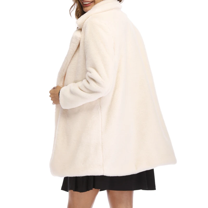 ENbeautter 2018 New Winter Coat Women Loose Long Sleeve Lapel Faux Fur Fashion Street Wear Warm Fluffy Clothing | Женская одежда