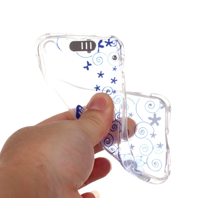 Горячая Pattern Синий Цветок винограда Алмаз Вызова Flash ТПУ Мягкая Gasbag Обложка Чехол