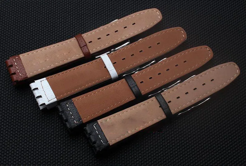 Новинка! Кожаный ремешок для Swatch YCS YAS YGS для мужчин и wo для мужчин 17 мм Черный Белый ремешок аксессуары для часов