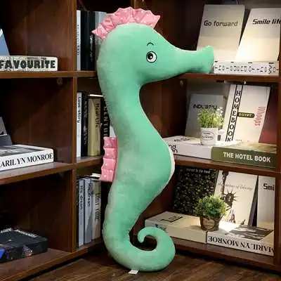 Green cute cartoon seahorse plush toy giant accompany sleeping pillow colorful sofa bed cushion doll big doll for children girl gift - Цвет: Green