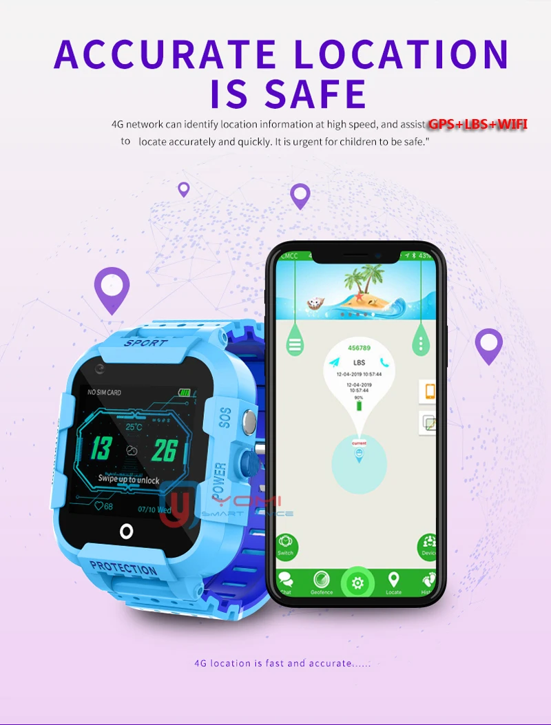 Детские Смарт-часы, 4G, водонепроницаемые, gps, wifi, определение местоположения, HD, видео вызов, умные часы с камерой, дистанционный монитор, часы для ребенка