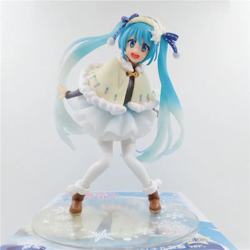 2017 Зима Hatsune Miku Снежная Мику ПВХ фигурка модель игрушки милые аниме куклы Brinquedos