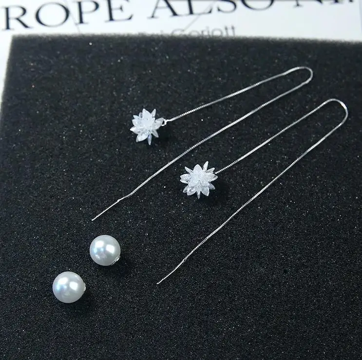 Подвески Ледяной цветок жемчуг длинные серьги модные украшения | Украшения и