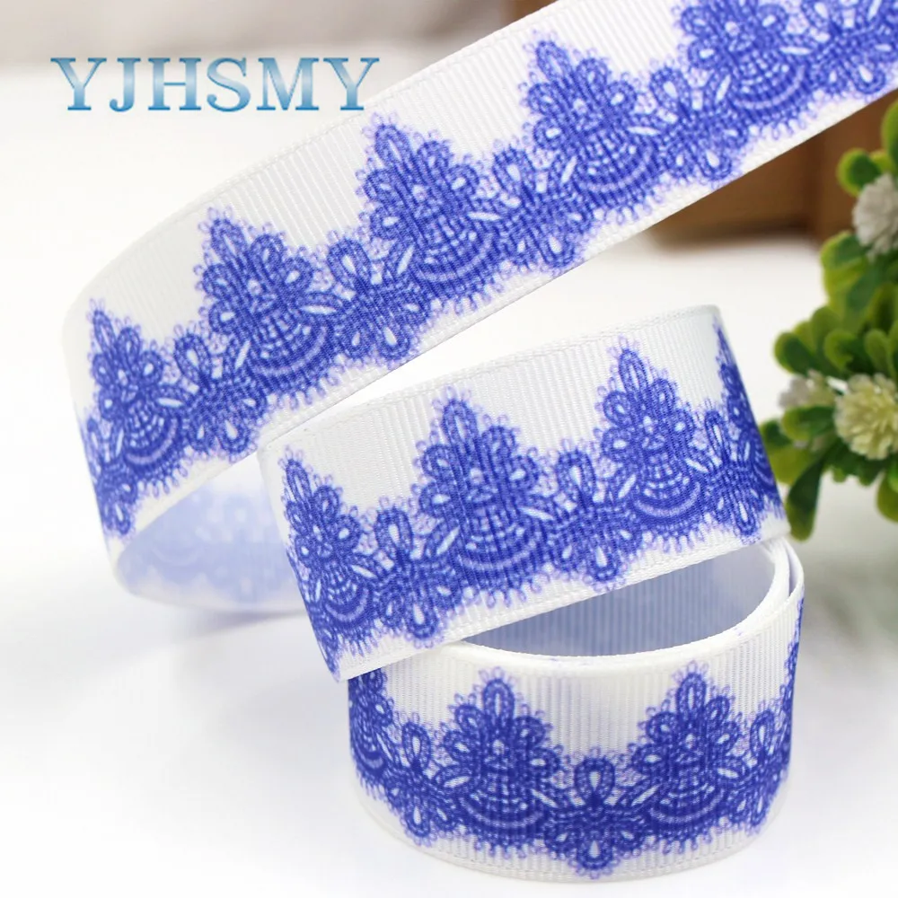 YJHSMY G-18831-1085 25 мм 10 ярдов ленты с цветами термопечать grosgrain Подарочная упаковка DIY
