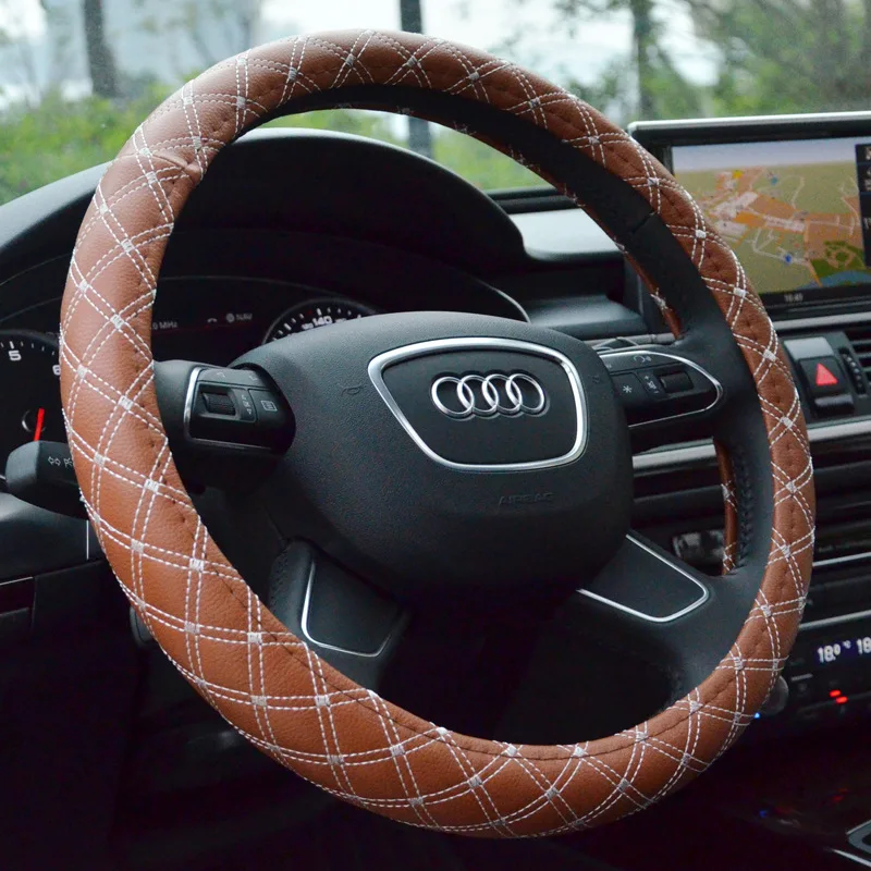Red Wine Series CAR STEERING WHEEL COVER PU Leather 38cm Black Orange Beige Gray Cheap &amp Free Shipping | Автомобили и