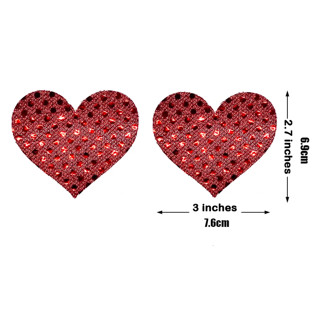 Red Shiny Heart Ypser наклейки на соски, отделяющие грудь пасти, крышка для сосков, 10 пар - Color: Red Shiny Heart