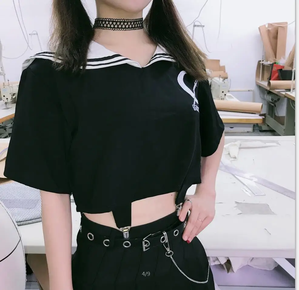 Японская летняя форма для девочек школьная с вышивкой короткие матросские на