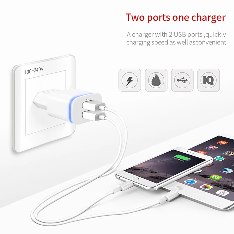 5V 2.1A двойное USB быстрое зарядное устройство для мобильного телефона с