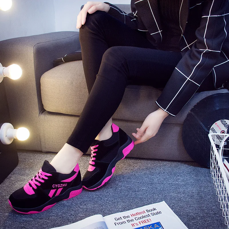 2019 new suede running shoes for women Comfortable ulzzang Platform Outdoor Walking Jogging sneakers zapatos mujer | Спорт и