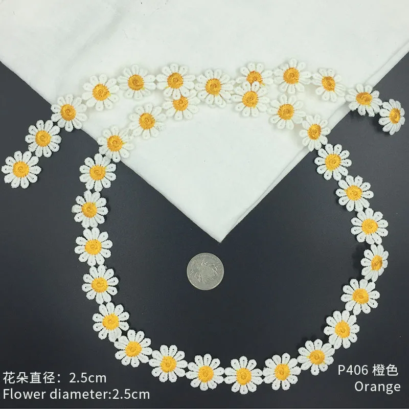 p406 orange 36pcs 1 ярд кружевная лента цветы украшение аппликация патчи для одежды свадебное платье Diy Швейные аксессуары белая кружевная отделка - Цвет: p406 orange 36pcs