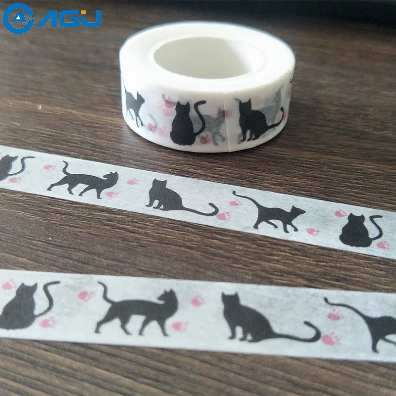 AAGU 1 шт. 15 мм * 10 м черный скотч с принтом &quotКошка&quot Kawaii планировщик скрапбук