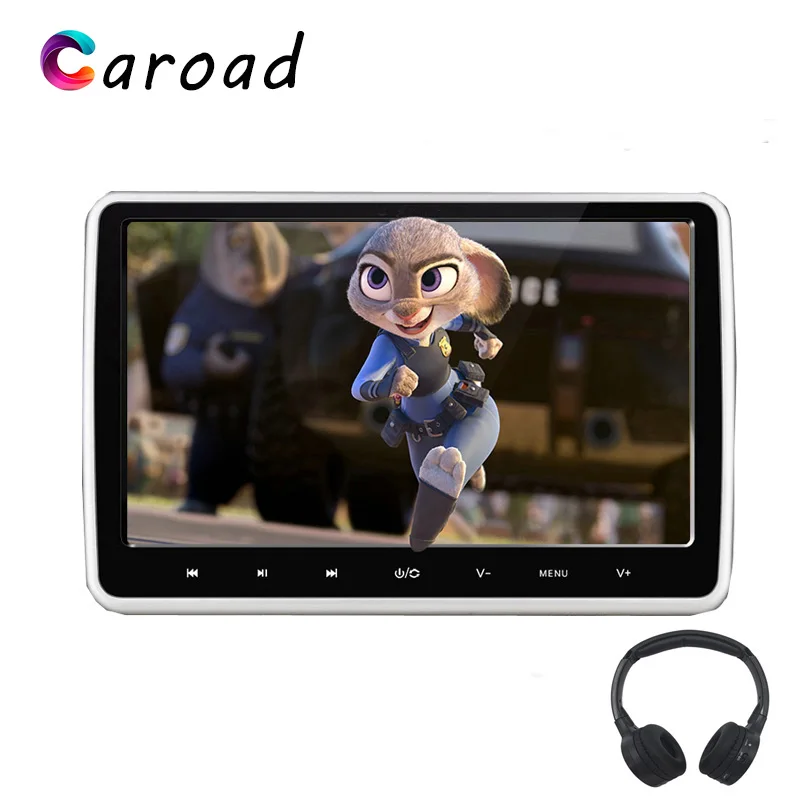 Caroad 10 1 дюймов Автомобильный подголовник монитор сенсорная кнопка 1024*600 MP5 плеер