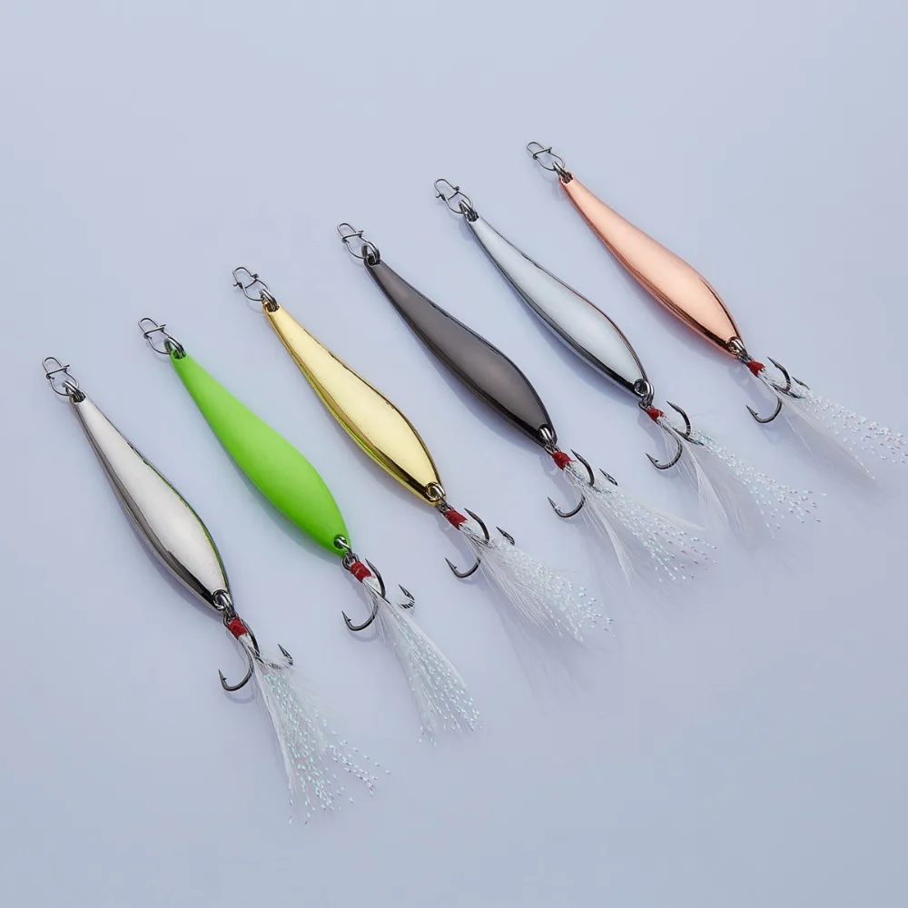 APADA Jigging 515 гусеница усиленный тройной крючок + перо 10 г 64 мм рыболовные приманки