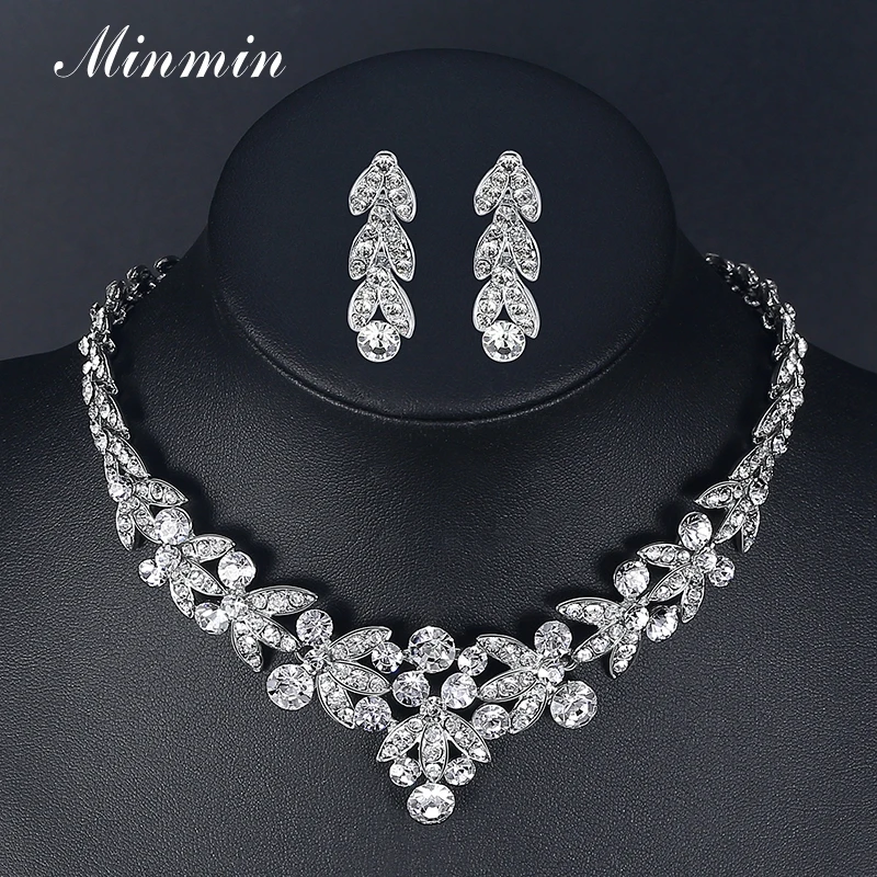 Комплект из колье и серёг с кристаллами | Украшения аксессуары