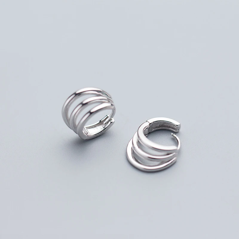 

MloveAcc 925 Sterling Silver Party Wedding Accessories Multi Layer Waved Circle Huggie Hoop Earrings for Women Bijoux
