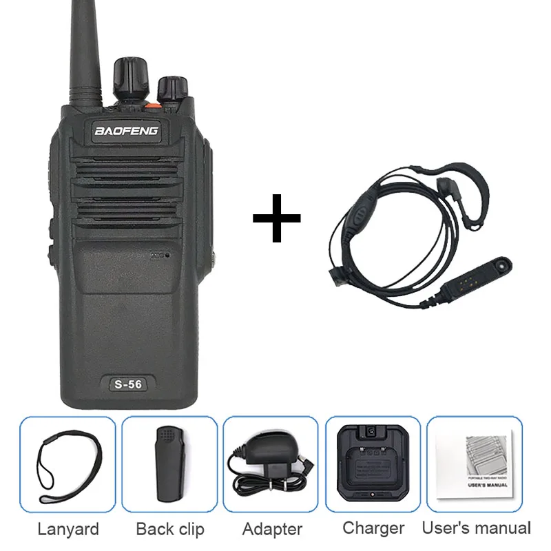 BAOFENG S-56 10 Вт Водонепроницаемая рация 10 км UHF Ham CB радио Comunicador двухсторонняя радиостанция КВ трансивер UV-9R - Цвет: add headset