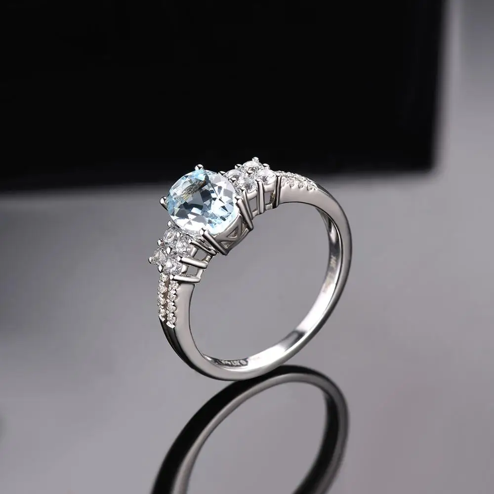 LP Solid 14K кольцо из белого золота Натуральный аквамарин драгоценный камень