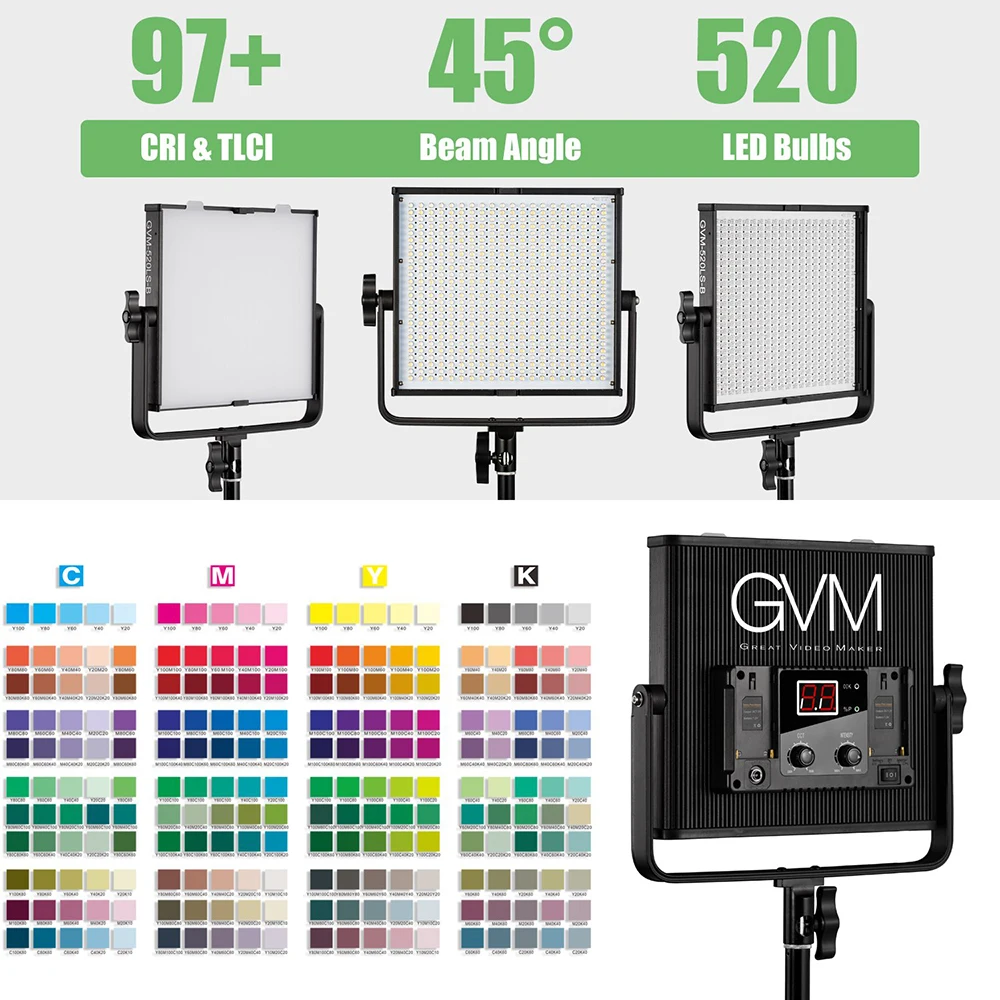 Двухцветный СВЕТОДИОДНЫЙ светильник GVM для видеосъемки 2 шт. Диммируемый