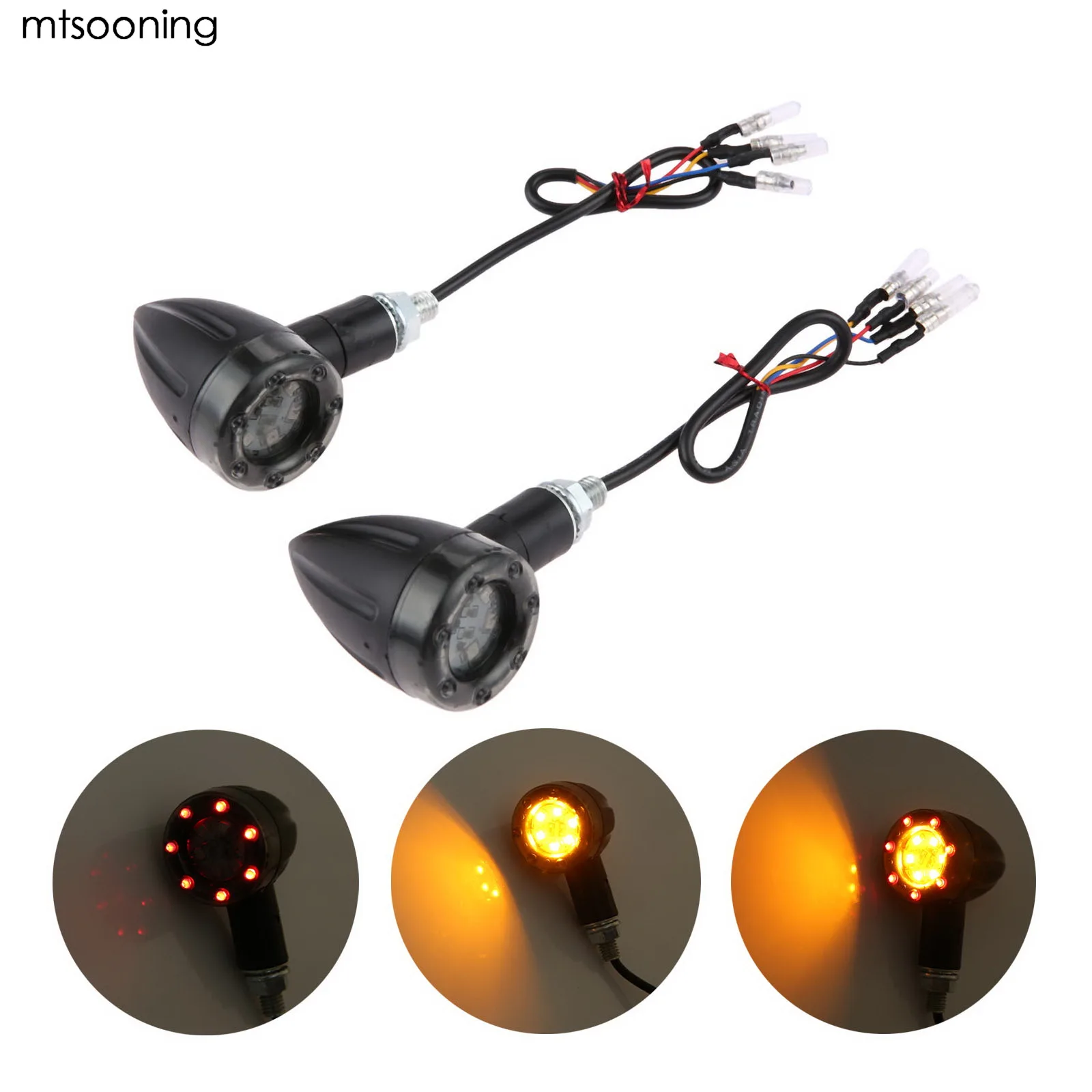 

2pcs 8mm Universal Motorcycle LED Turn Signal Light Indicators Light Brake Rear Running Lamp For Honda Kawasaki Yamaha