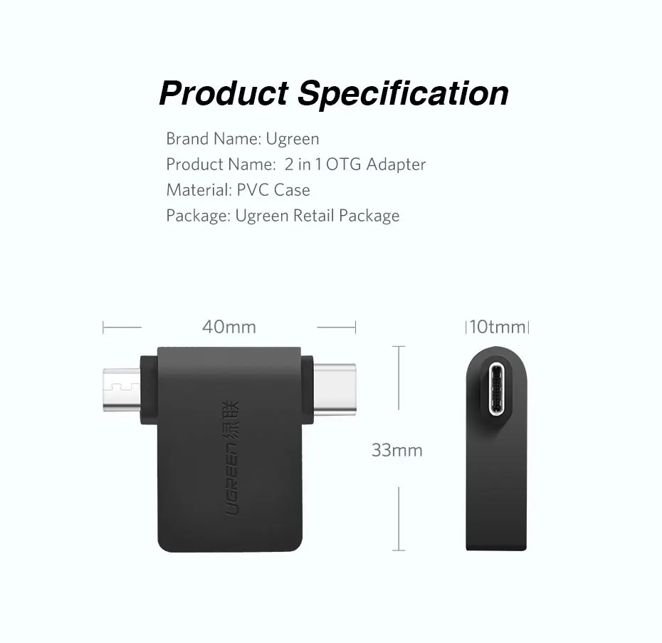 Ugreen OTG кабель адаптер 2 в 1 Micro usb type C к USB 3,0 адаптер OTG конвертер для samsung Galaxy S10 S9 адаптер для мобильного телефона