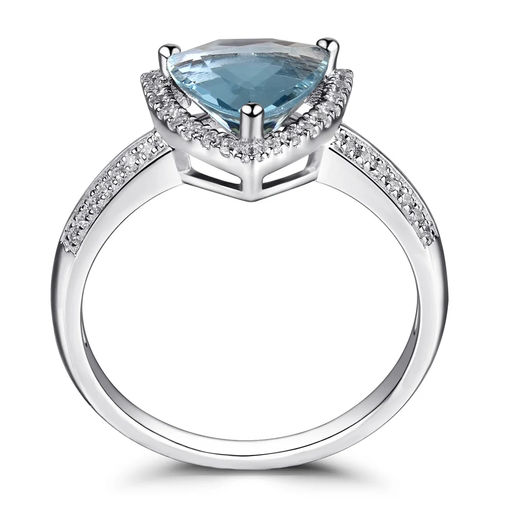 Женское кольцо с аквамарином обручальное натуральным драгоценным камнем 8 х8 мм |