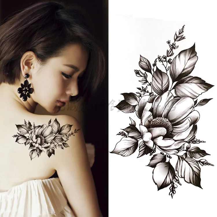 Водостойкие временные сексуальные татуировки для женщин 10 х20 см|flower body art|tattoo for