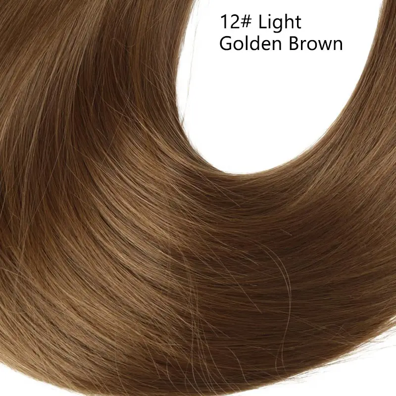 Light Golden Brown Накладные волосы на заколках, u-образные, длинные, 24 дюйма, 170 г, накладные синтетические парики для женщин, натуральные, черные, коричневые, 16 - Цвет: Light Golden Brown