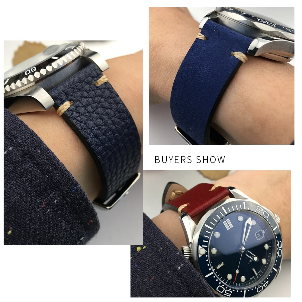22 мм 20 мм Универсальная винтажная телячья кожа для часов Rolex_watch ремешок для часов Omega ремешок для суб браслет Retrol красочный человек
