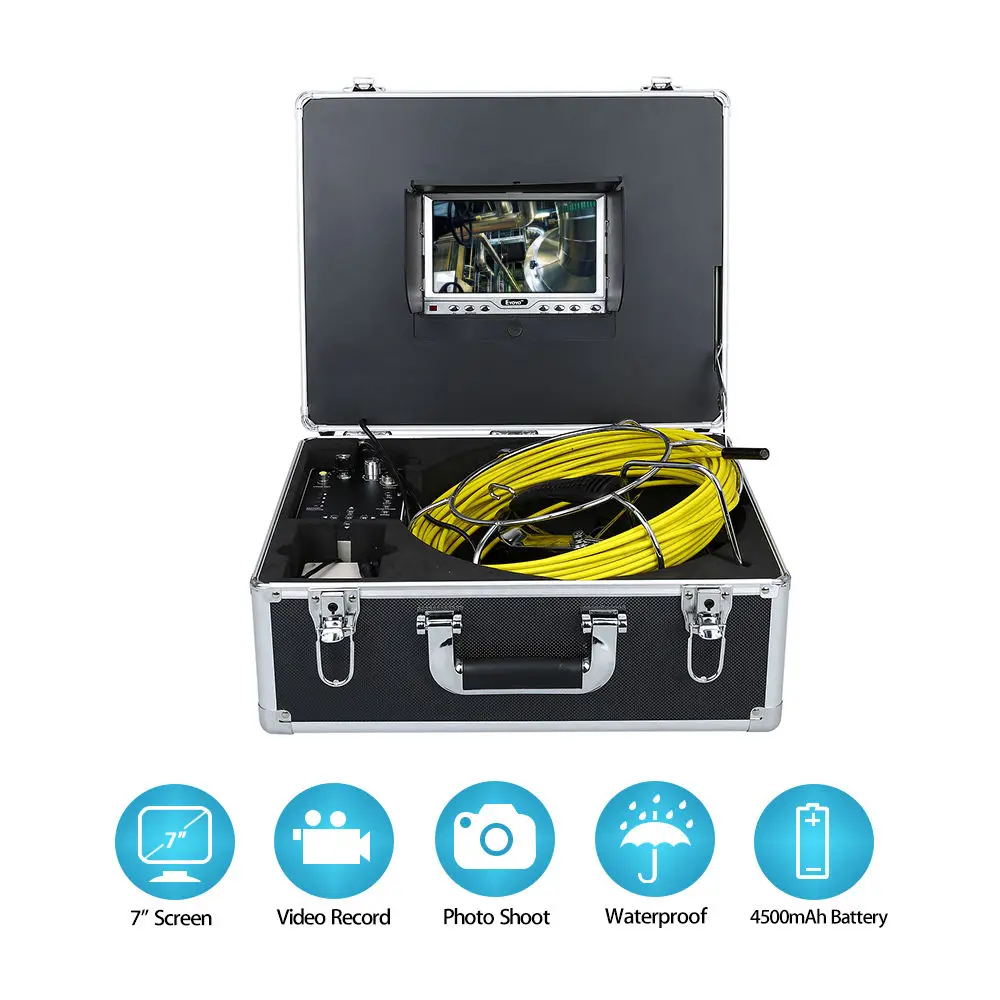Eyoyo 50 м 7 &quotЖК дисплей HD 1000tvl 4500 мАч Батарея стенки трубы видео контроль