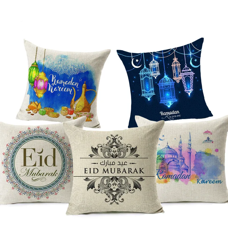 

Ramadan Kareem Lantern Cotton Linen Gift Home Decorative cushion cover