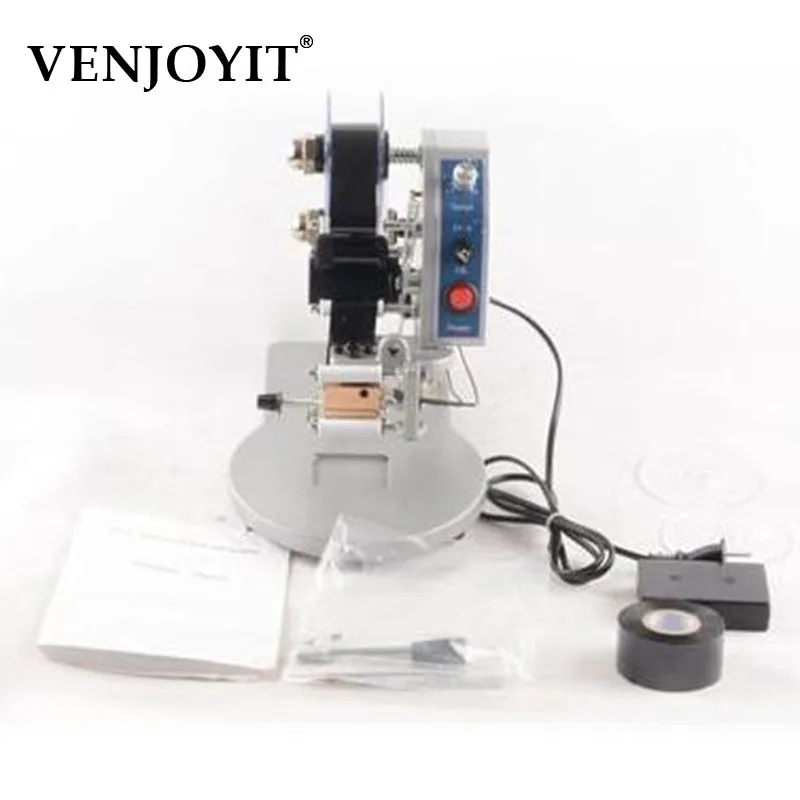 

Manual Hot Stamping Coding Printer Machine +2 Rolls Black Golden Ribbon Color Belt Date 0-9 No.+26 A-Z English Capital Letters