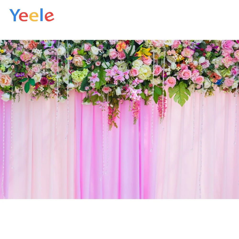 

Фоны Yeele для свадебной фотосъемки с изображением цветных цветов зеленых листьев занавесок индивидуальные фоны для фотостудии