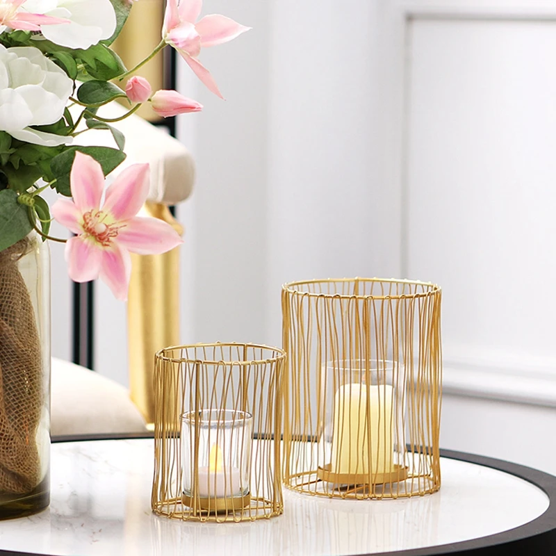 

PINNY Nordic Simplicity Gold Wire Candlestick Gold Metal Candle Holder Wedding Gift Tabletop Decor Home Decoration Accessories