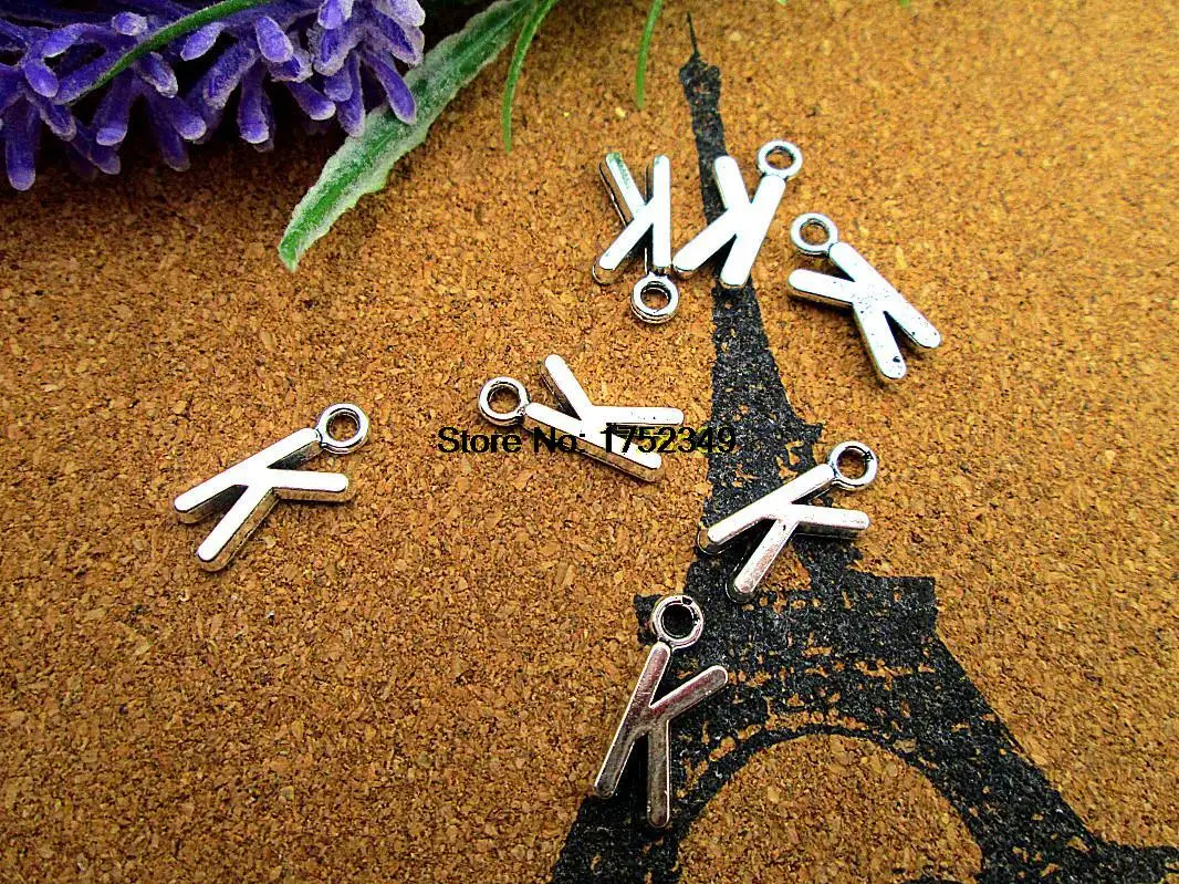 

30pcs Alphabet Letter Charms, Antique Silve Alphabet/Letter K 16mm Charms Pendant