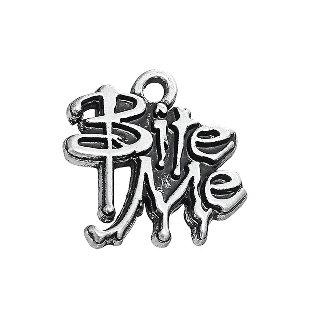 EUEAVAN 20 шт. Античные Серебристые Подвески с надписью Bite Me Charm полые слова подвеска
